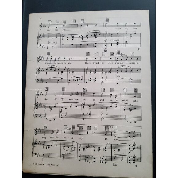 Antique 1929 Sheet Music If you were the only girl, Rudy Vallee - Picture 4 of 4